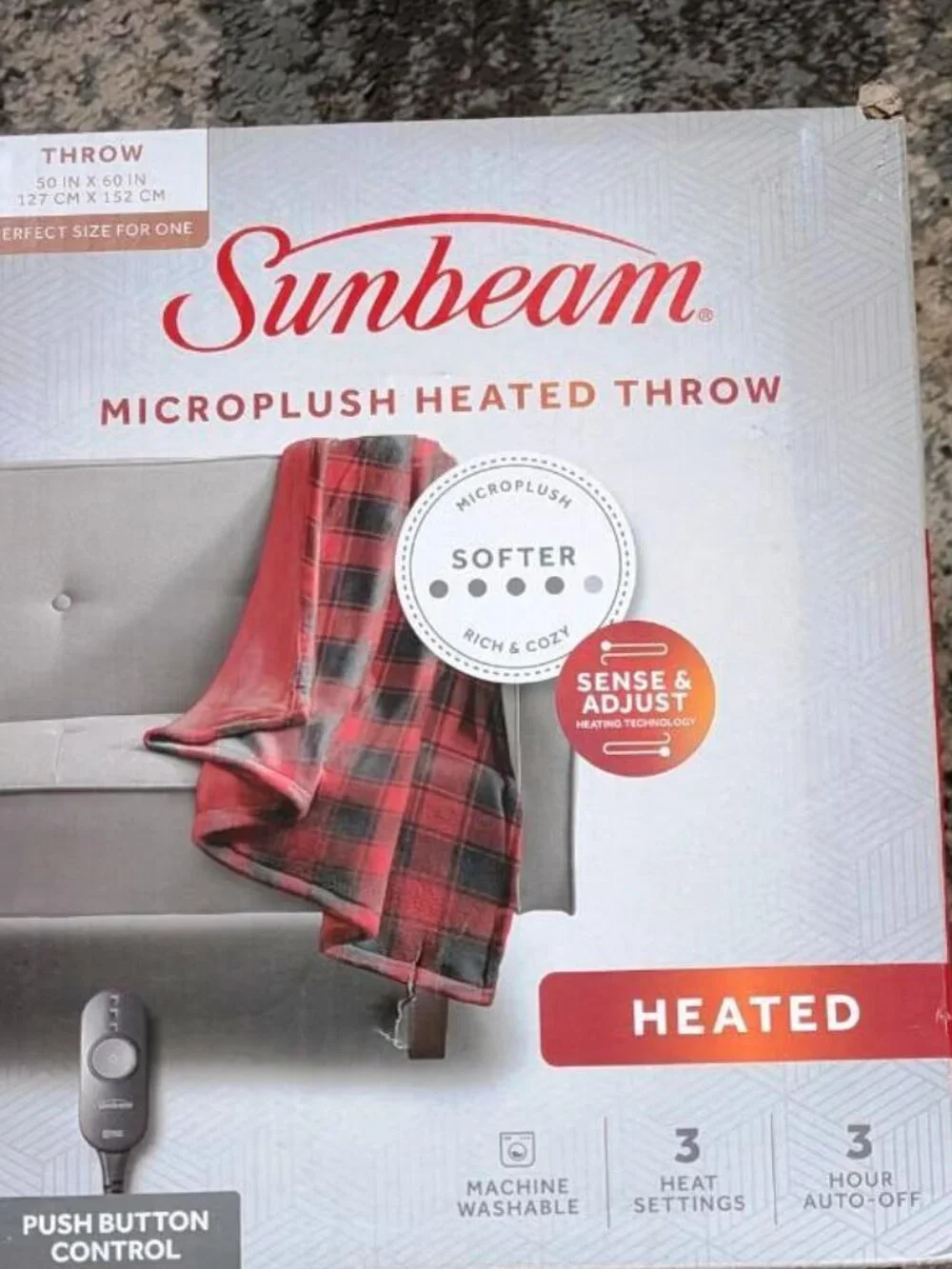 Sunbeam Microbrush HeatedThrow, Red Buffalo Checker 50